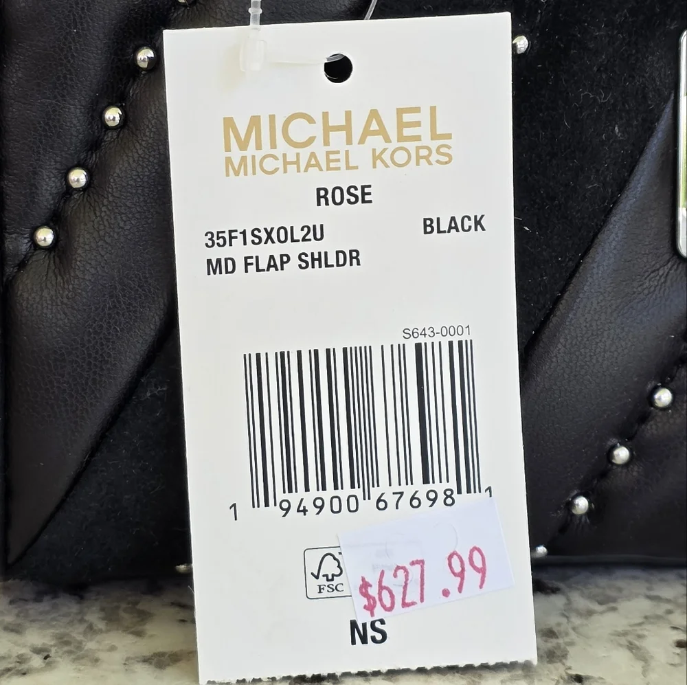 Michael Kors Rose Medium Black Shoulder Bag - Picture 6 of 10